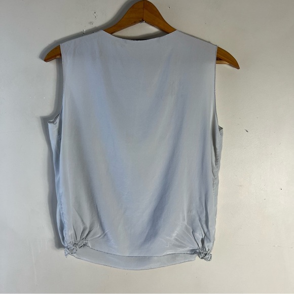 Maurizio Pecoraro Milano Sleeveless Blouse Light Blue Silk Top Italy Minimalist - Picture 6 of 10